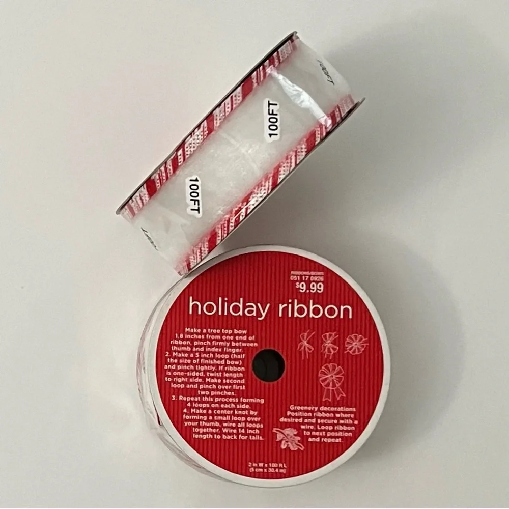 3/$30 Target 2 Inch Holiday Ribbon 100 Feet 2 Roll Bundle Christmas Tree Wreath